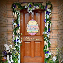 Happy Easter Theme Cute Cartoon Door Hanging Decoration For Home Door Signs Decor Easter Party Decoraitons Supplies Easter Favor