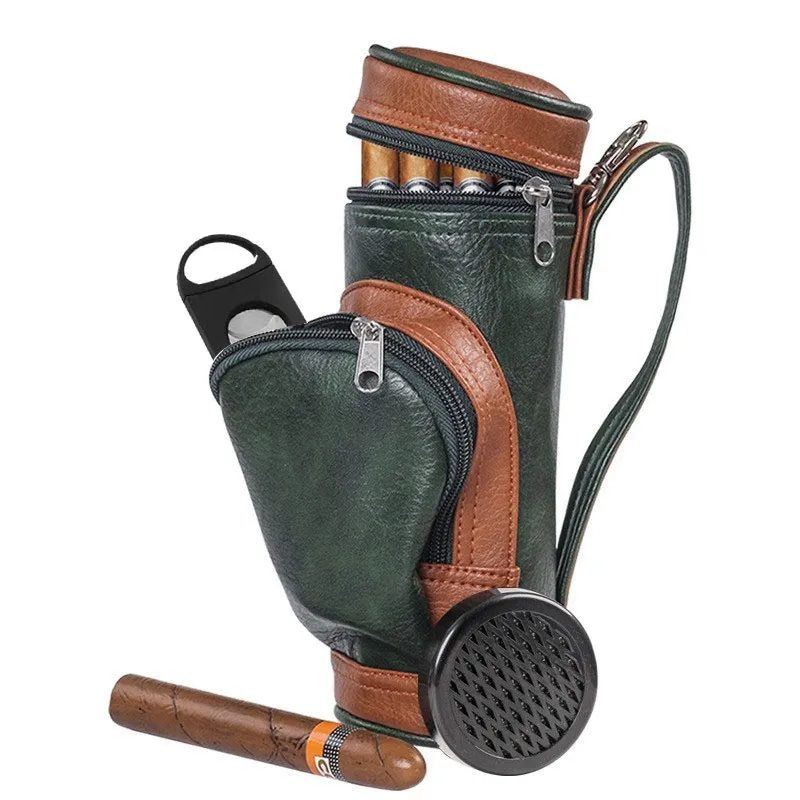 

Portable Zipper Golf Bag Cigar Storage Pouch Light Luxury Large Capacity Universal Golf Accessories with Handle