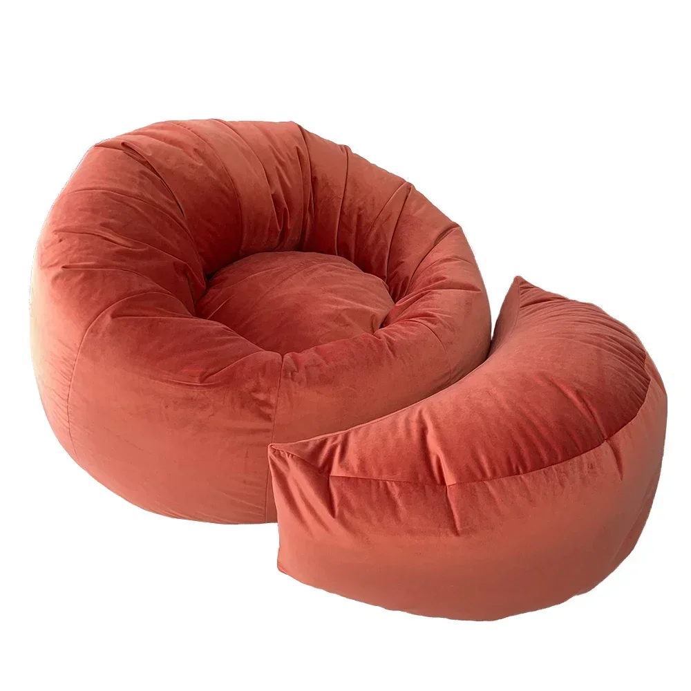 for Living Room High Quality lazy sofa Color Large Bowl Shape beanbag chair With Footstool Custom wholesale bean bag lounger