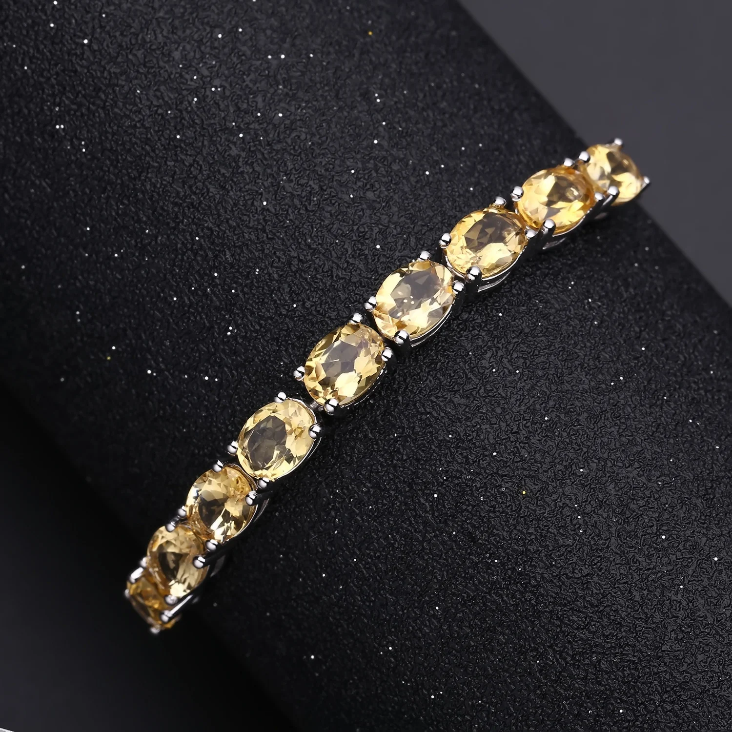 

Luxury brand genuine real jewels Luxurious fashionable yellow crystal bracelet with feminine style and s925 silver inlaid natura