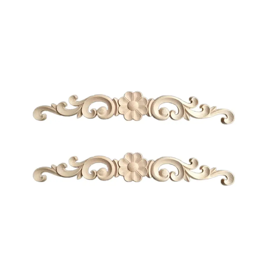 

2 Pcs Onlay Frames Applique Unpainted Frames Decorative Wall Wood Onlay Wood Applique Door Cabinet Home Art Craft