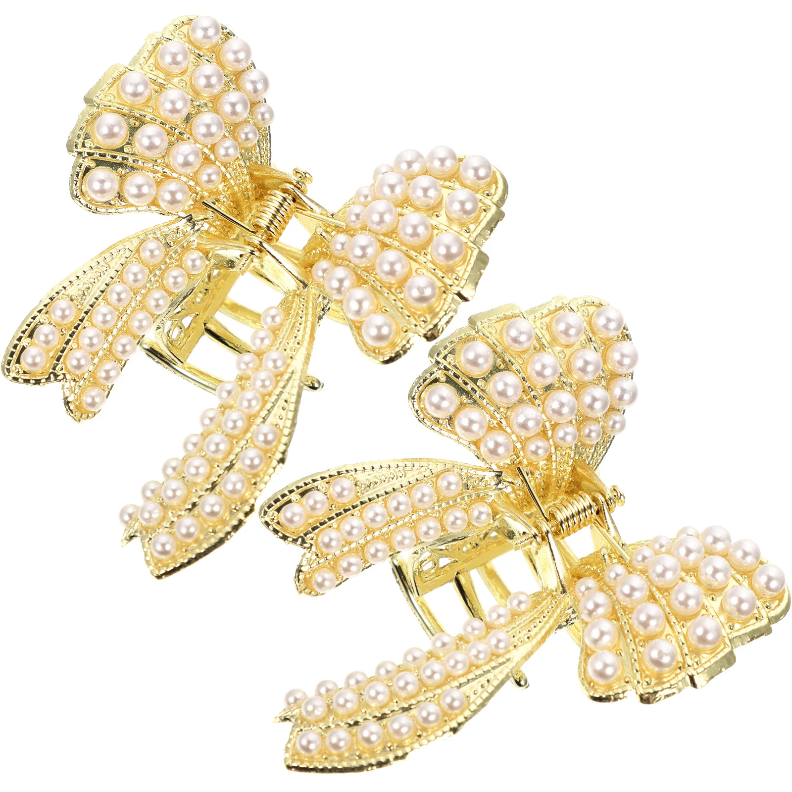 

2pcs Pearl Pcs Pink Silver Clips Thin Gold Alloy Claw Clips Thick Hair Women Styling Accessories Jaw Claws Hair Tools