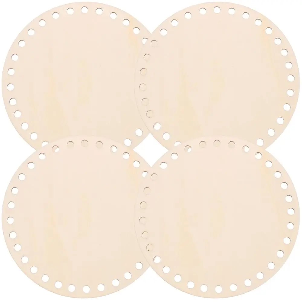 

4 шт. круглых деревянных основания для сумок, для вязания крючком, с отверстиями, 5,90 дюйма, прочные деревянные формовочные рамки для рукоделия