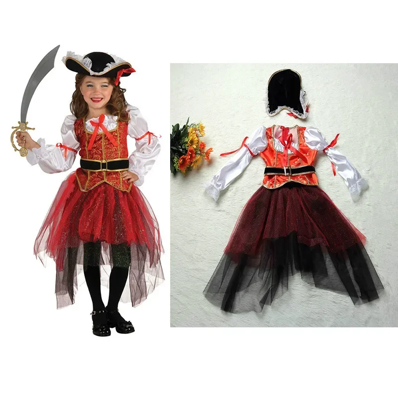 

Girl Halloween Cosplay Costume Pirate Costume Children Cosplay Costume Christmas New Year Children's Purim (no Weapons) Pirate