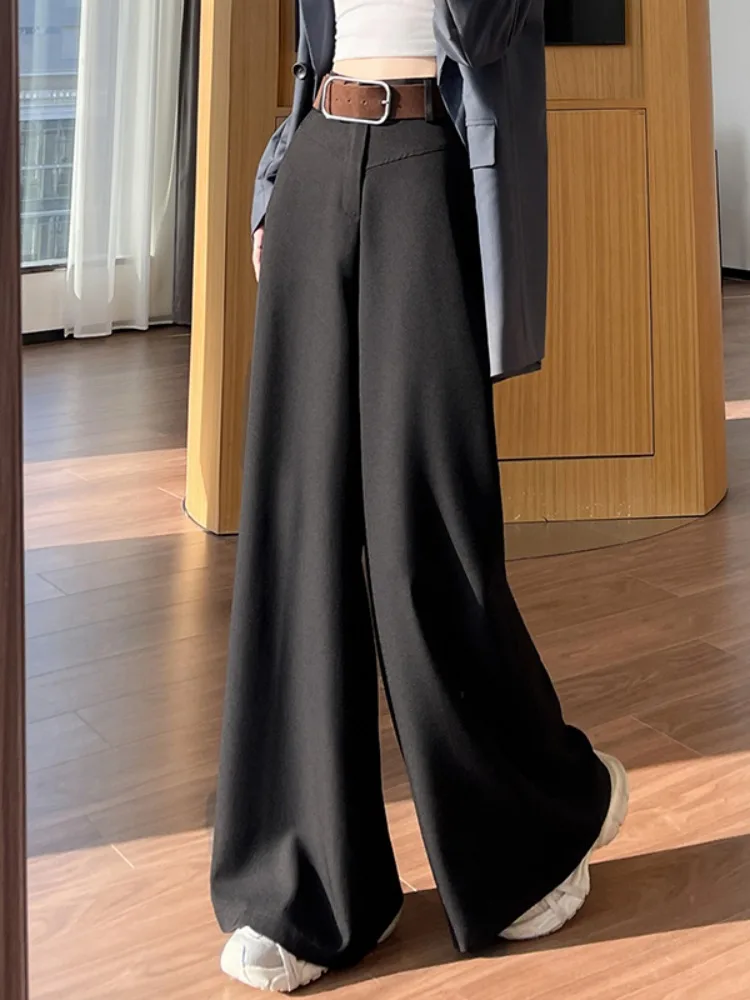 

Gray Suit Wide Leg Pants Women's Summer Lazy Casual High-End Slimming Drapey Floor-Length Pants Korean Style Straight Cut