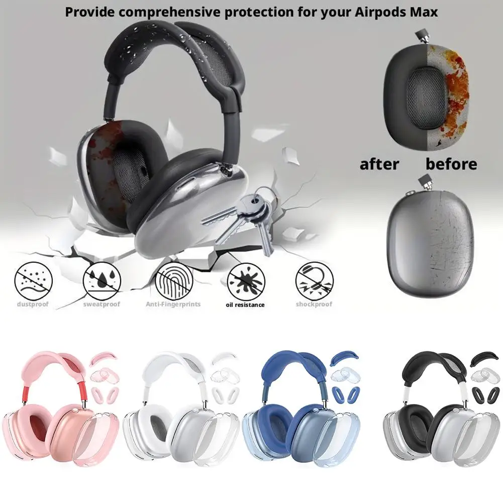 ل AirPods Max حافظة واقية من السيليكون وسادة أذن ناعمة مقاومة للصدمات تصميم حقيبة تخزين الغبار بلوتوث مع غطاء الرأس G8H2