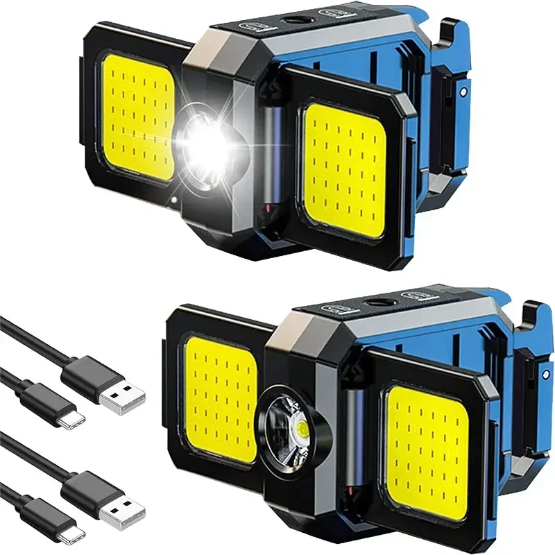 LED Mini Keychain Light XPE Pocket Work Light COB Flashlight USB Rechargeable Emergency Flashlight for Outdoor Camping Fishing