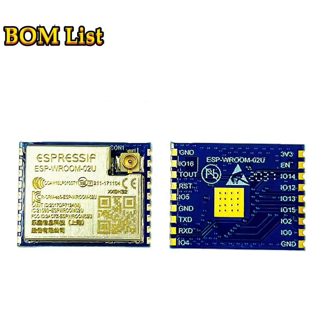 ESPRESSIF ESP-WROOM-02U 2MB ESP-WROOM-02U 4MB ESP-WROOM-02U-N4 Módulo Wifi 2.4G en ESP8266EX chip conector de antena IPEX