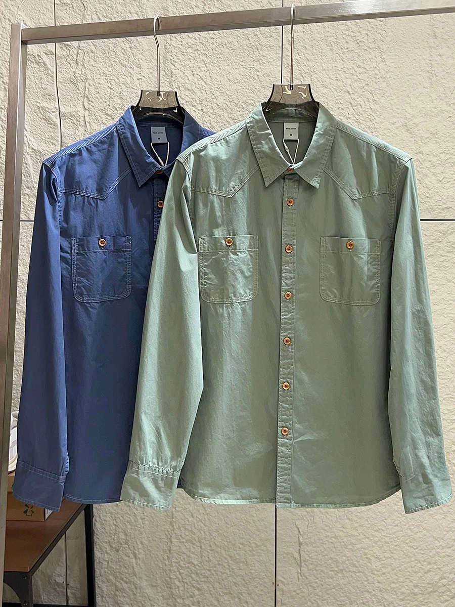 

Men's Casual Cotton Long Sleeve Shirt Breathable Pure Color Turn-down Collar Autumn Fashion Citywalk Daily Wear Standard Fit