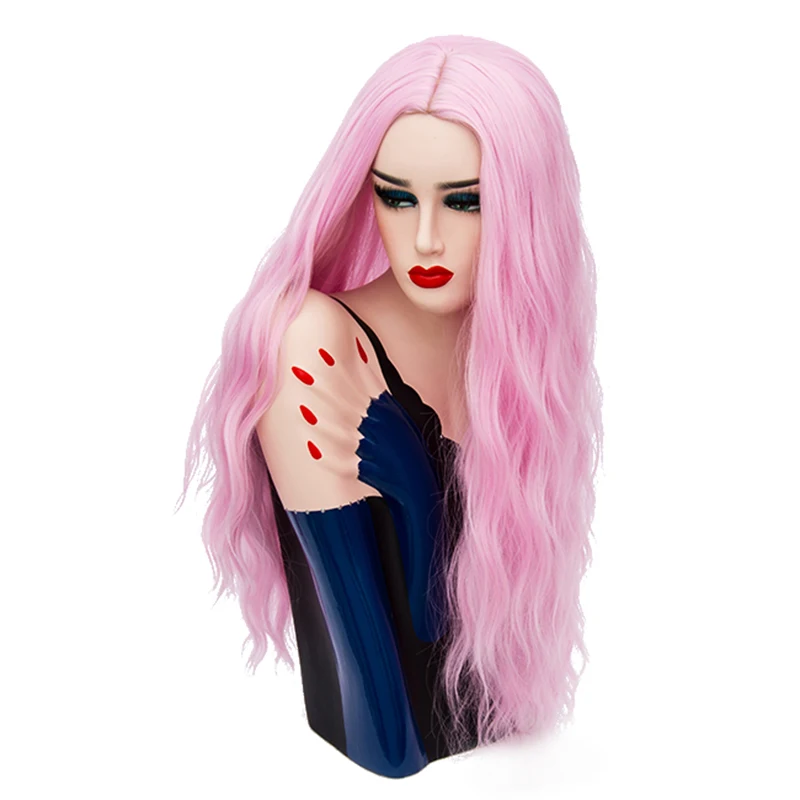 Women’s Natural-Looking Long Wavy Wig Heat Resistant Synthetic Middle Part Line for Effortless Cosplay Halloween Casual Days