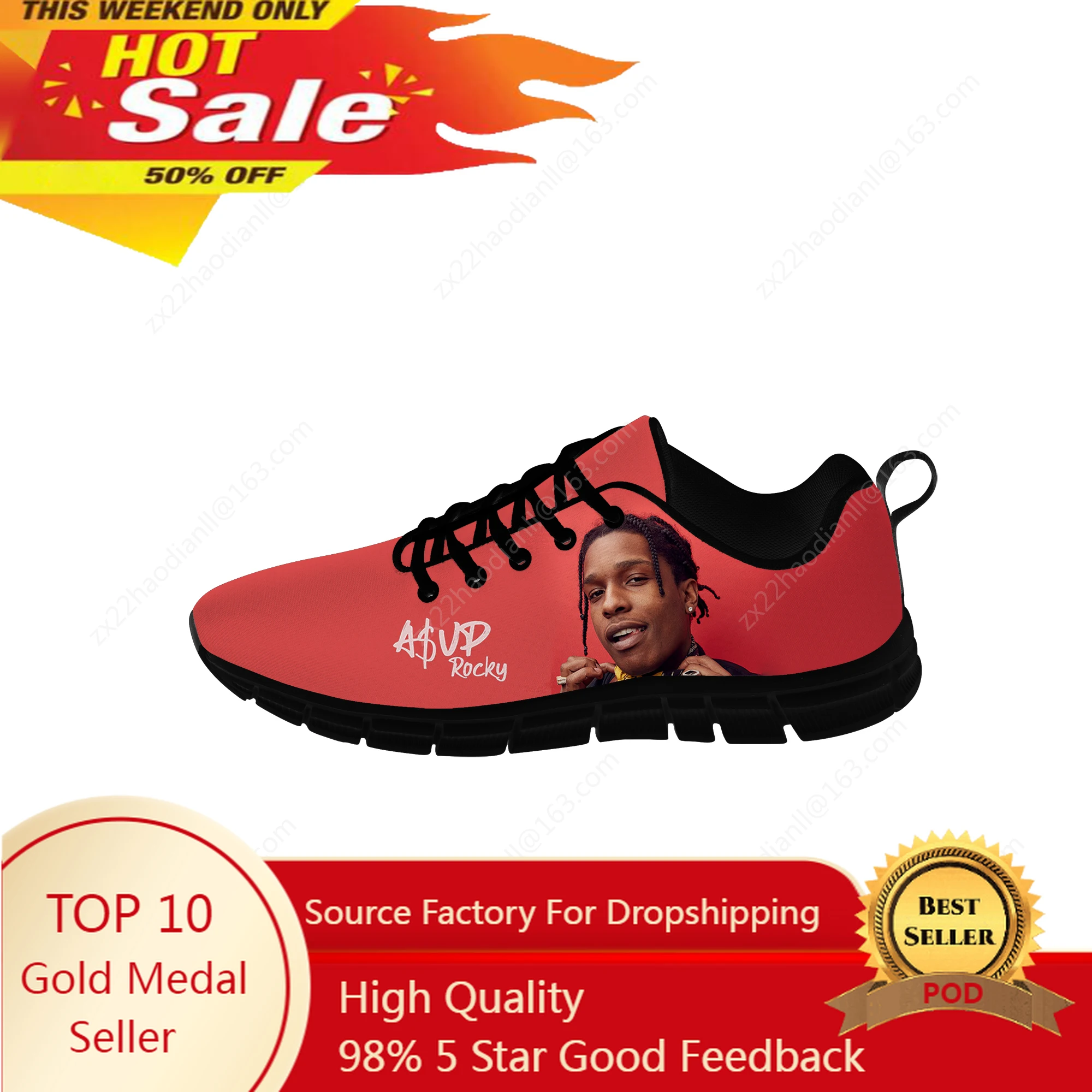 

ASAP Rocky Sneakers rapper Mens Womens Teenager Casual Shoes Canvas Running Cloth Shoes 3D Print Breathable Lightweight shoe