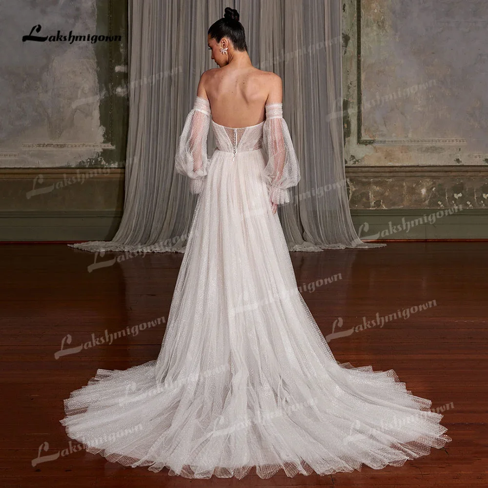 Royce Luxury Sweetheart con spalle scoperte Abito da sposa linea A con paillettes Lunghezza pavimento Abito da sposa classico senza schienale da donna