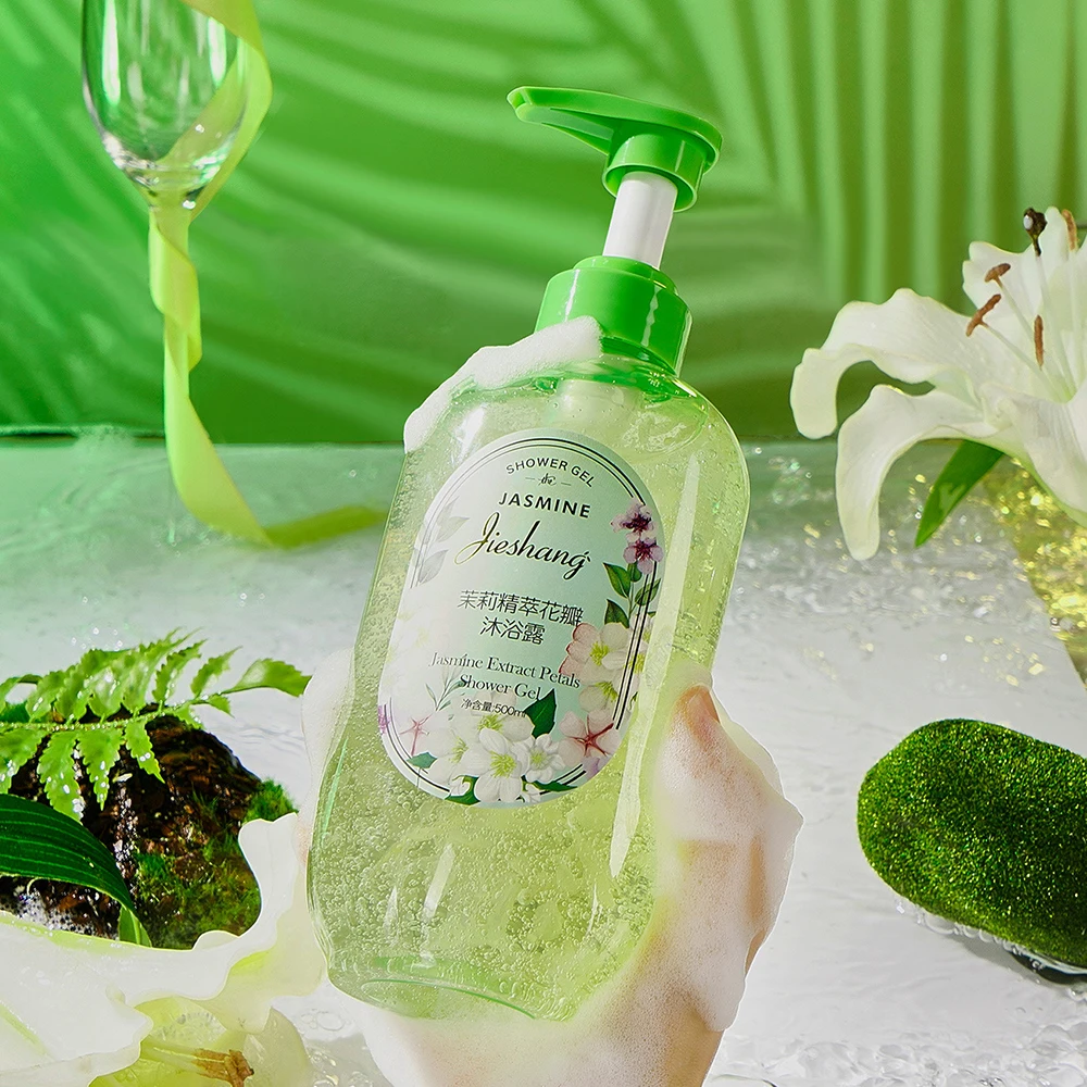 500 مللي جل الاستحمام بتلة الياسمين ترطيب العطاء السلس تبييض ارتفع غسل الجسم العناية بالجسم السيطرة على النفط منعش العناية بالجسم