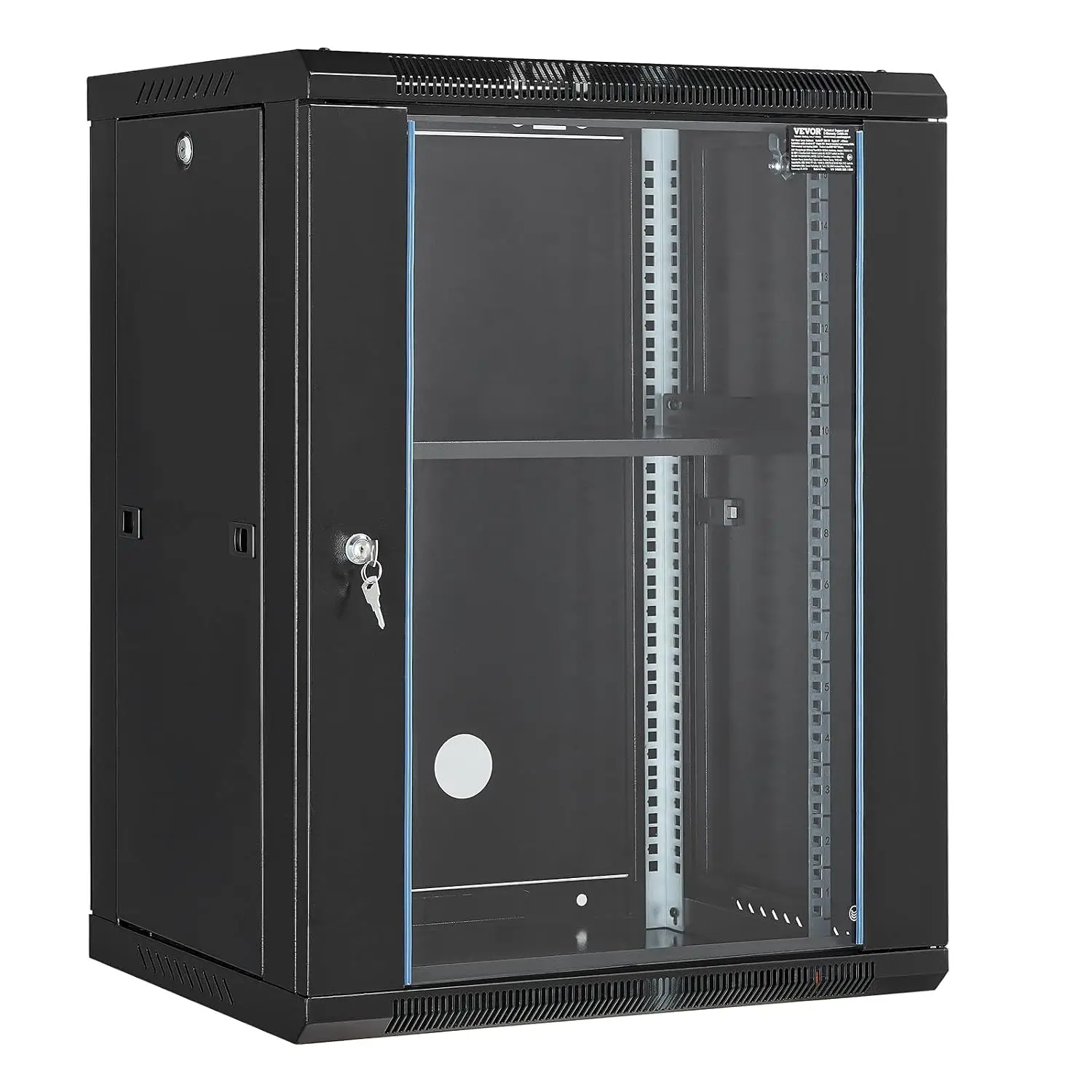 15U Wall Mount Network Server Cabinet, 14.8'' Deep, Server Rack Cabinet Enclosure, 500 lbs Max. Ground-Mounted Load Capacity, wi
