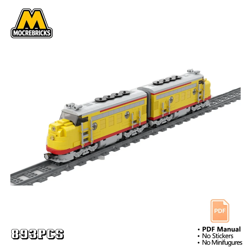 MOC DDA40X Diesel Locomotive Train Building Blocks Giant Heavy Freight Yellow American Engine Bricks Toy for Adult Gift