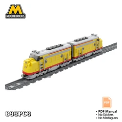 MOC DDA40X Diesel Locomotive Train Building Blocks Giant Heavy Freight Yellow American Engine Bricks Toy for Adult Gift