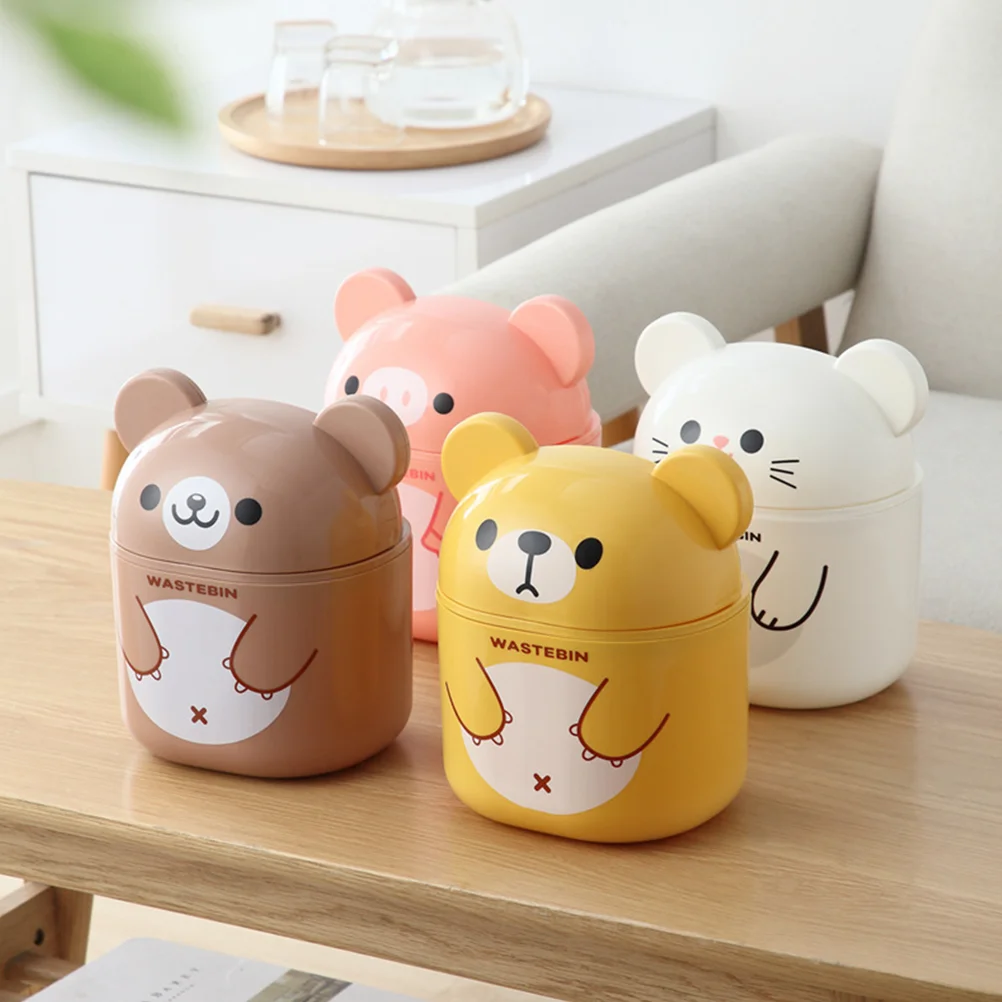 

Desktop Trash Can Small Plastic Tiny Trashcan Cute Mini Tabletop Office Garbage Cans