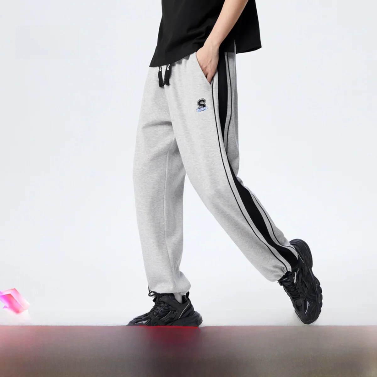 

Semir Men's Casual Knitted Sports Pants Summer 2023 American Retro Sle Loose Fit Long Trousers Cotton Polyester Blend