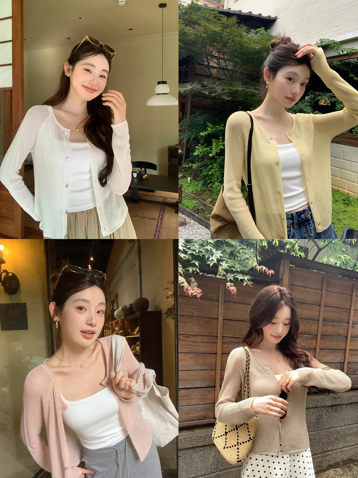 

Pusumede Gentle Secret Knitted Hollow out Long Sleeve Women's Light Outerwear Air Conditioning Top Sun Protection Cover up