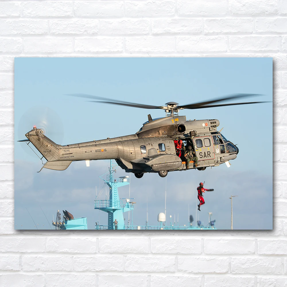 Airbus H215 Helicopter Posters Unframed Canvas Print Painting Wall Art Picture for Bedroom Living Room Home Decor