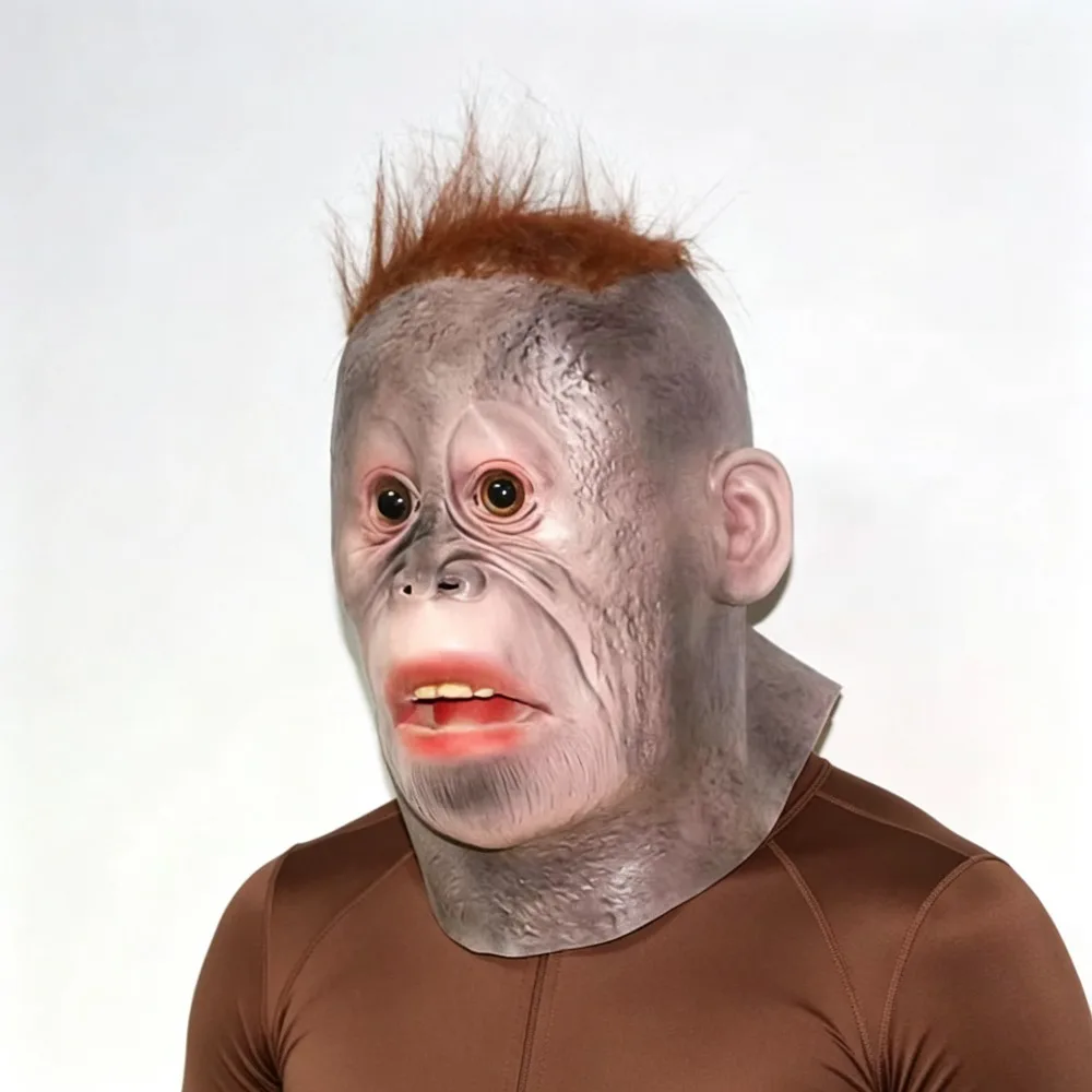 Funny Gorilla Mask Hairy Latex Animal Mask Monkey Head Mask Festival Carnival Headgear Prank Fancy Masquerade Costume Party Prop