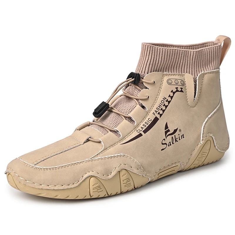 

Hand sewn anti slip and wear-resistant casual shoes with thick soles and shock-absorbing support for arches, men's outdoor commu