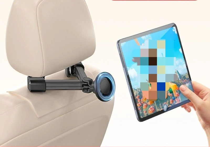Car pad holder, rear car seat headrest for iPad specific retractable phone holder, lazy person holder