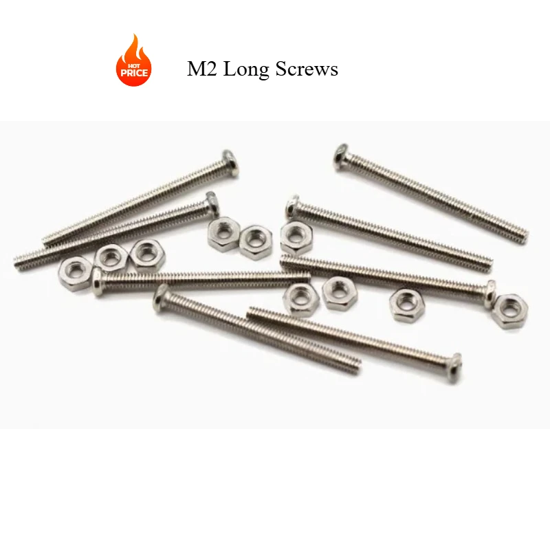 Length 4-30mm M2 Long Screws High Strength Round Pan Head Cross Screw Small Bolt Nut 10Pcs