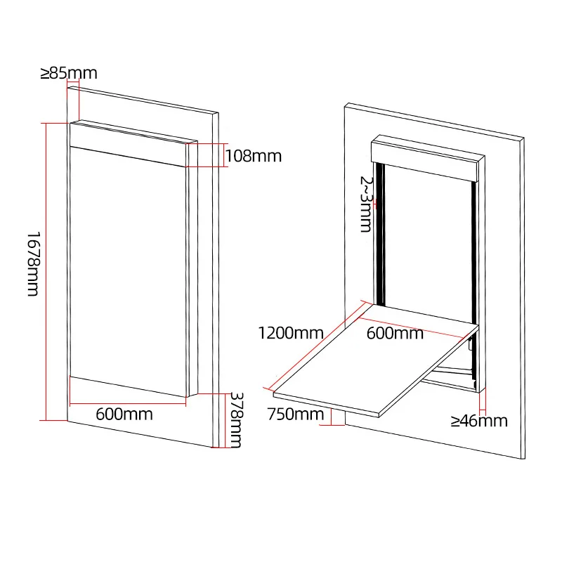 Vertical Space Saving Suspension Folding Dining Desk Frame Multi-Function WallMounted Fold up Simplicity Computer Table for Home