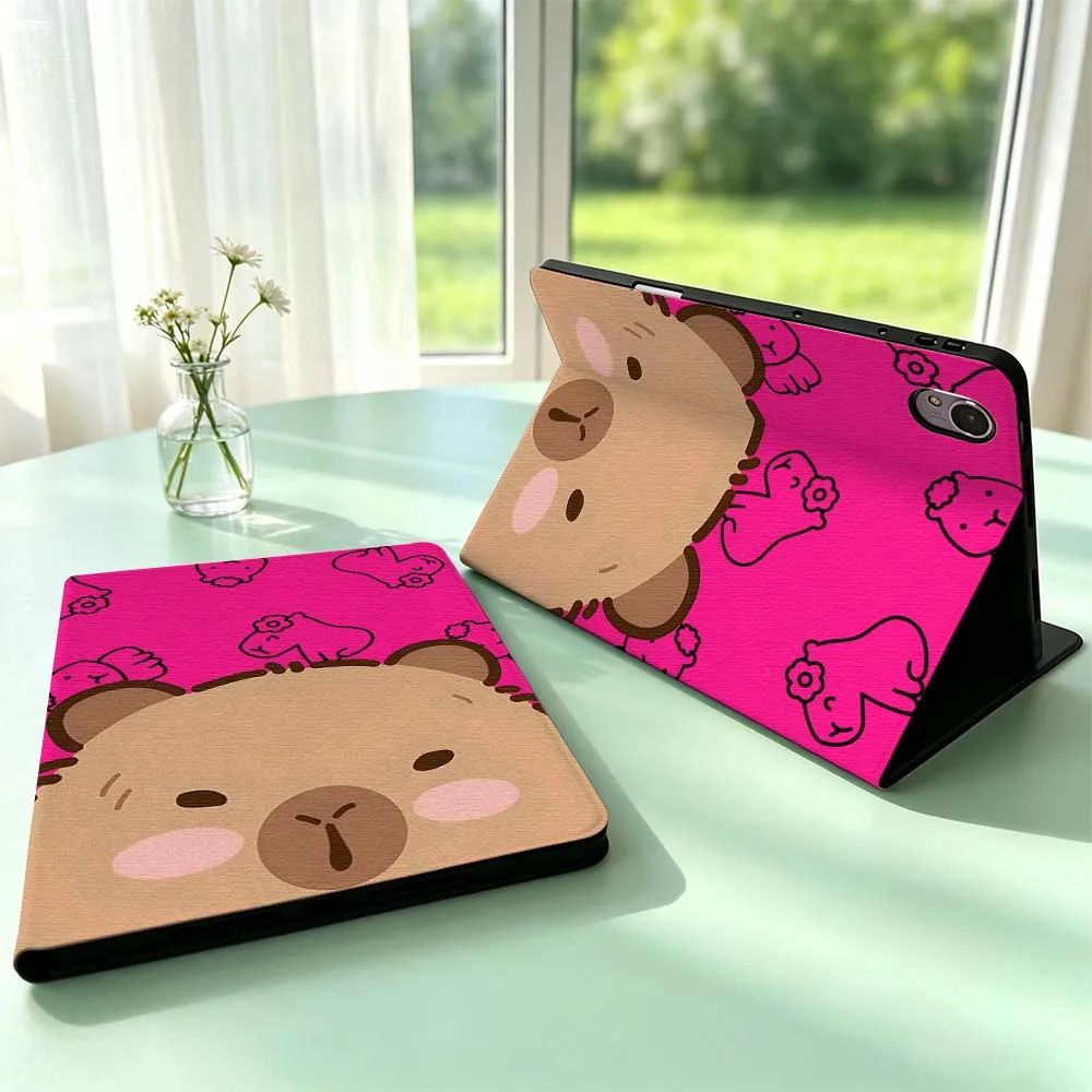 Cartoon Capybara Pattern Pen Tray For Huawei MediaPad MatePad Honor Pro V6 9 V8 X9 X 10 13.3 12.3 11 11.5 Inch Tablet Case