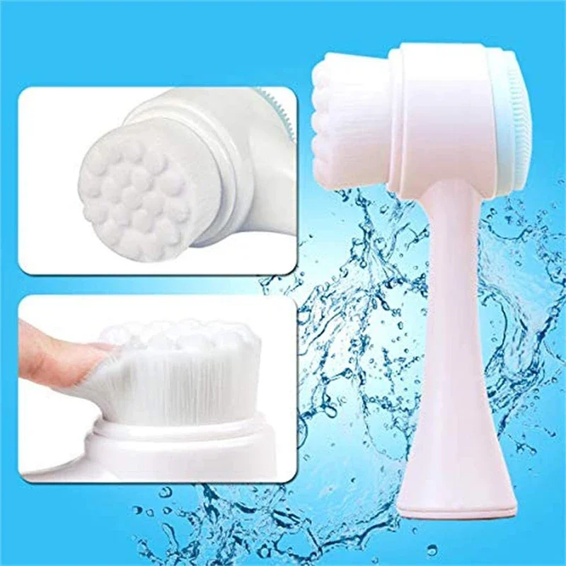 Pore Cleaner Exfoliator Face Scrub Brush Double-Sided Silicone Face Cleansing Brush Facial Cleanser Blackhead Remover Tool 1pcs