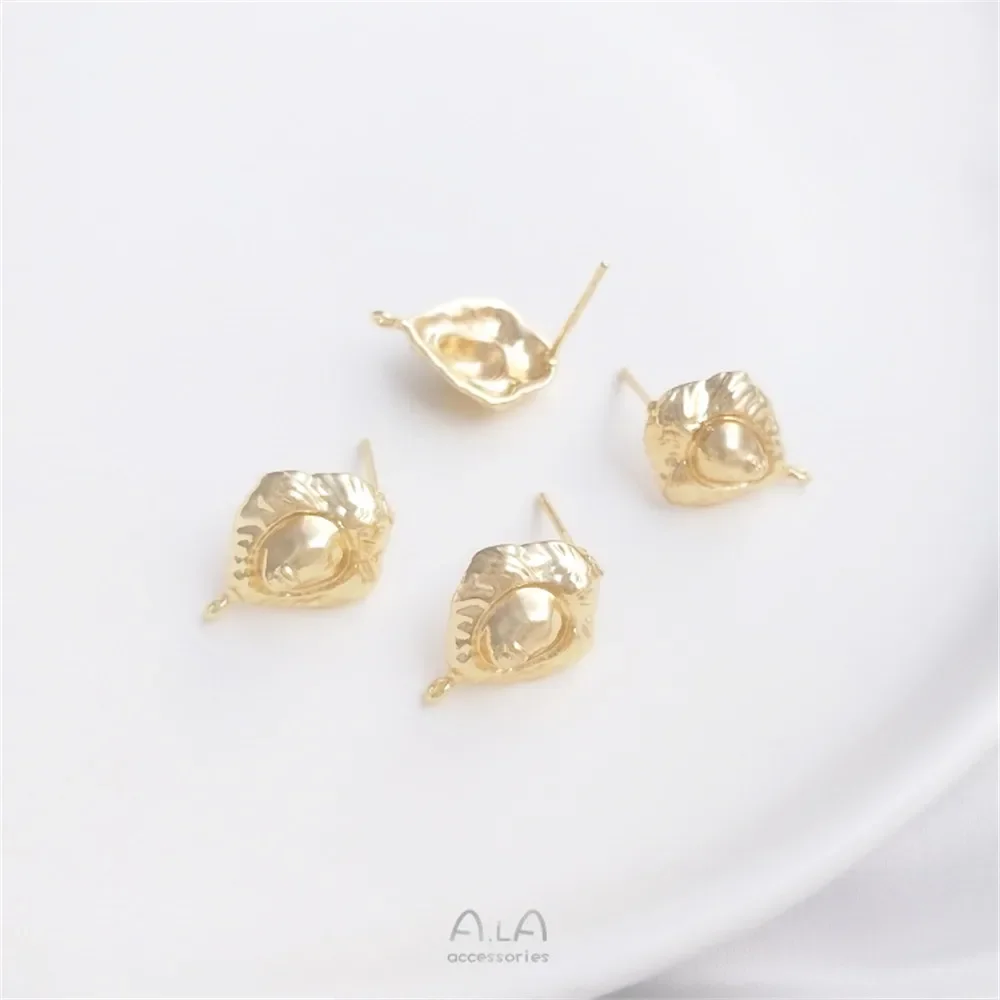 

14K gold clad vintage lion head with dangling earrings 925 silver pin fashion earrings jewelry accessories