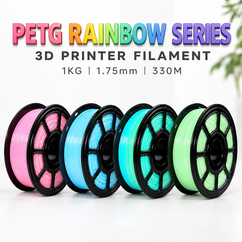 Translucent Rainbow PETG 3D Printer Filament 1.75mm 1KG Non-stringing Smooth Feeding Gradient Color Stable Printing Consumabl