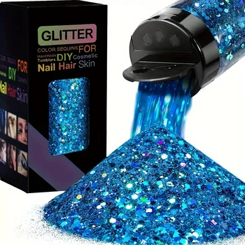 Lantejoulas holográficas chunky glitter, 50g, flocos de brilho a laser de tamanho misto para pele de cabelo de unhas diy, festival de música