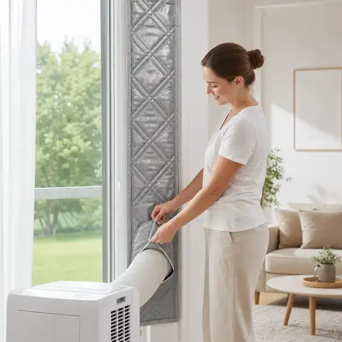 Portable AC Window Seal Kit Silver Coated Sliding Window Vent Cloth For Air Conditioner Exhaust Hose Insulation ﻿