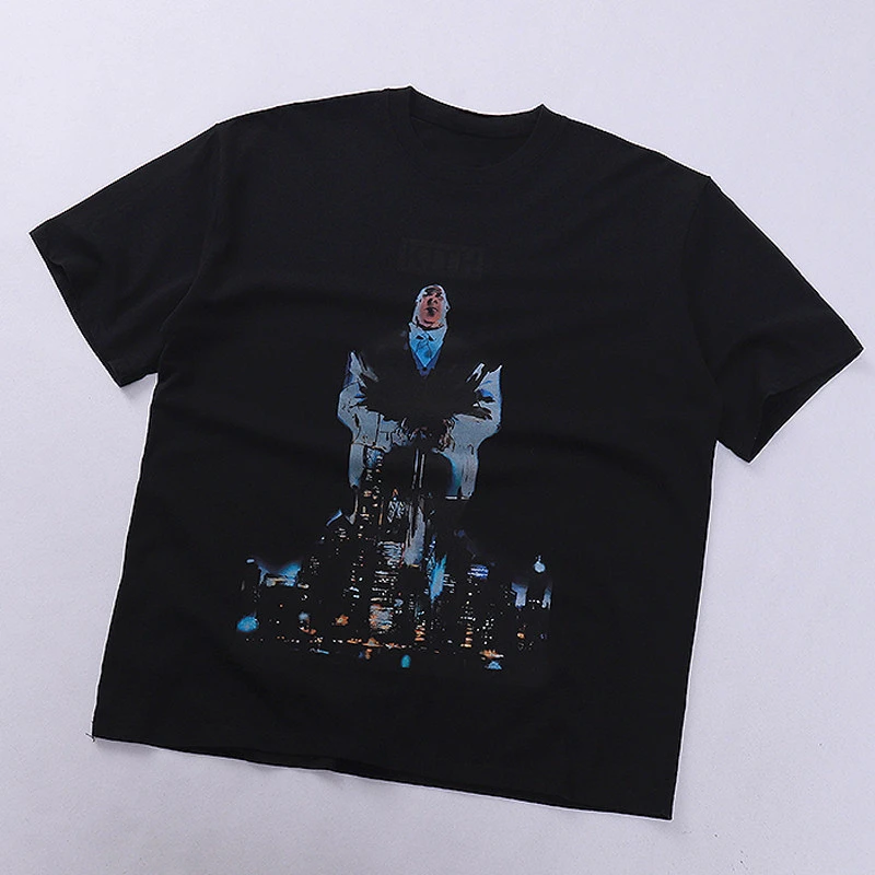 New KI American TH Vintage Printed Cotton Short-sleeved T-shirt Men and Women Couples Casual with Half Sleeved Top