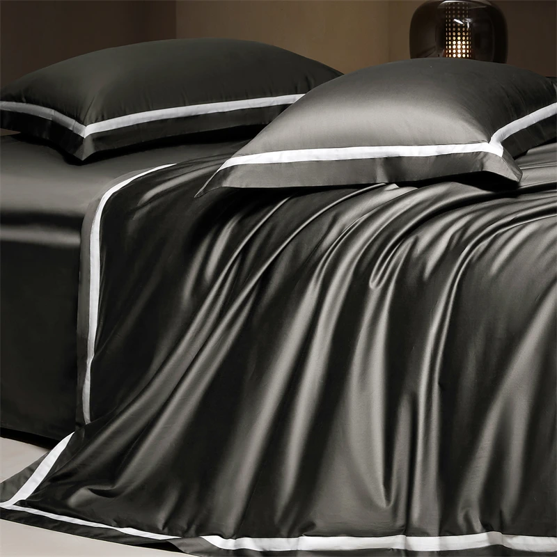 1000TC Egyptian Cotton Simple Solid Color Luxury Bedding Set Duvet Cover Bed Sheet/Fitted Sheet Pillowcase Hotel Style Bed Linen