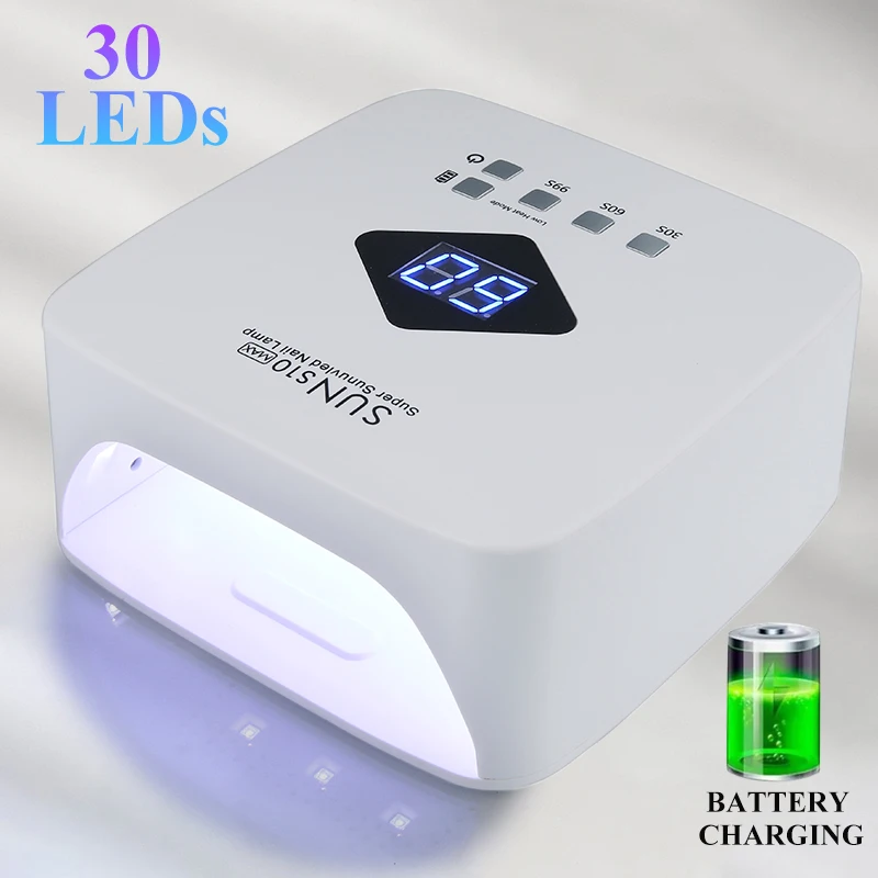 

Cordless 30 LED Nail Lamp Rechargeable UV Nail Dryer Lamp with Auto Sensor and Timer Nail Gel Polish Curing LED Lamp Equipment