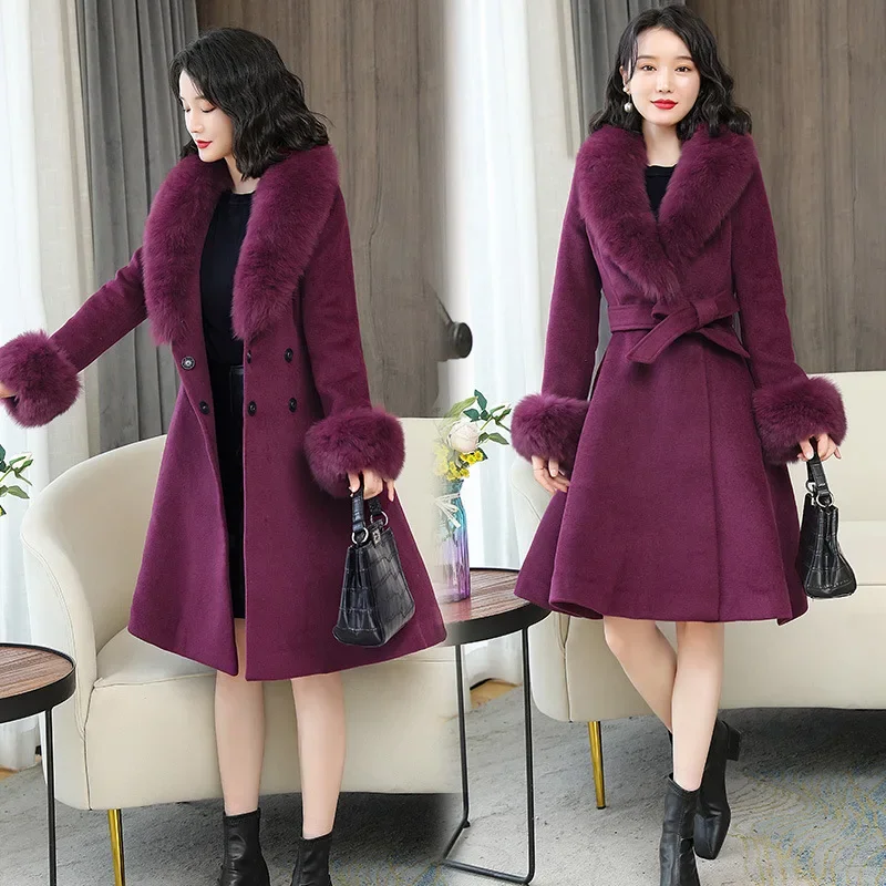 Double-sided woolen coat women's 2024 autumn and winter fashion new Korean version thickened long temperament slim coat coat