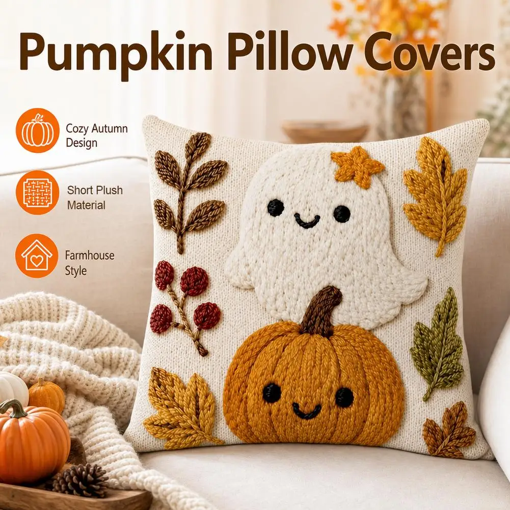 Halloween Pumpkin Pillowcase Nordic Cozy Living Room Sofa Pillowcase Bed Headboard Pillowcase & Soft Furnishing Cushion Cover