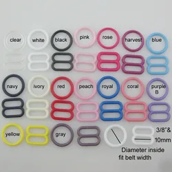 NBNLAF 100pcs Bra Strap Buckles (50Pcs O Ring +50Pcs 8 Slider) Colorful Plastic Buckle Adjuster Buttons Underwear Accessories