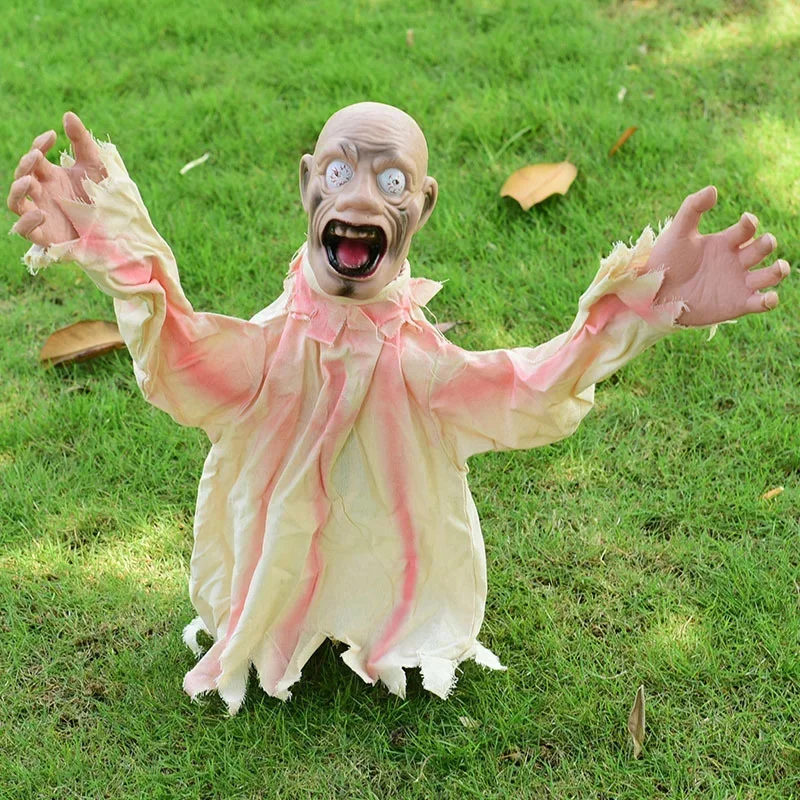 Electric Large Swing Ghost Voice Control Zombie Garden Lawn Scary Doll Horror Decor Halloween To Insert Decoration Scary Props