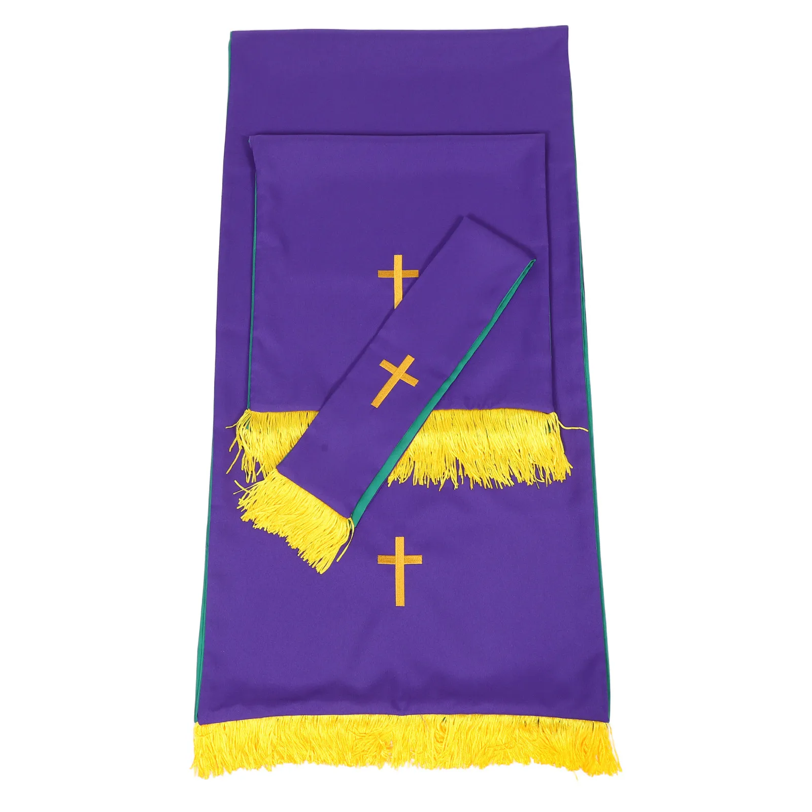 Reversible Parament Set Church Altar and Pulpit Embroidered Cross Pastor Table Cloth Eucharist Seasonal Worship Decor Green