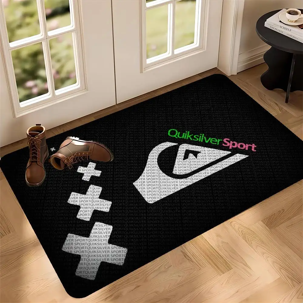 Q-QuiksilverS Logo Floor Mat Floor Mat Rectangle Anti-slip Home Soft Badmat Front Door Indoor Outdoor Mat Welcome Doormat