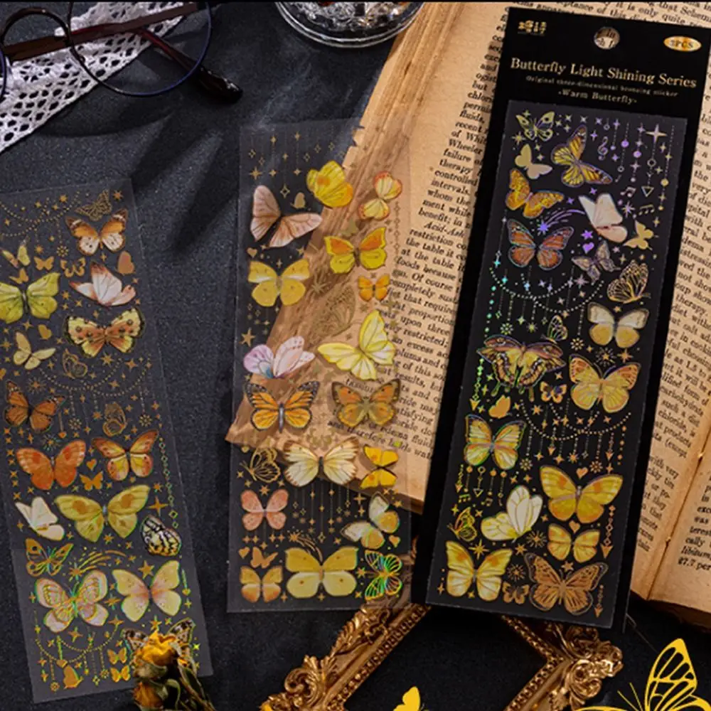 Account Handmade Collage Colorful Butterfly PET Sticker DIY Crafts Decora Album Decorative Stickers Adhesive Diary Stickers