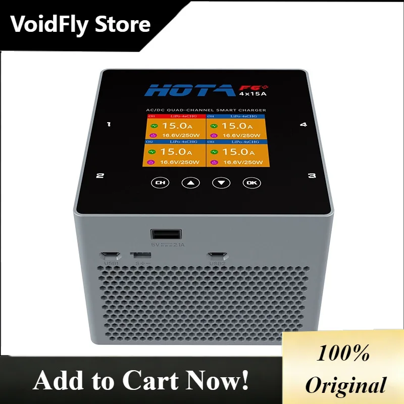 VoidFly HOTA F6 Plus 1000W 15Ax4 Dual Mode Four Channel Smart Balancing Charger For RC Drones Batteries