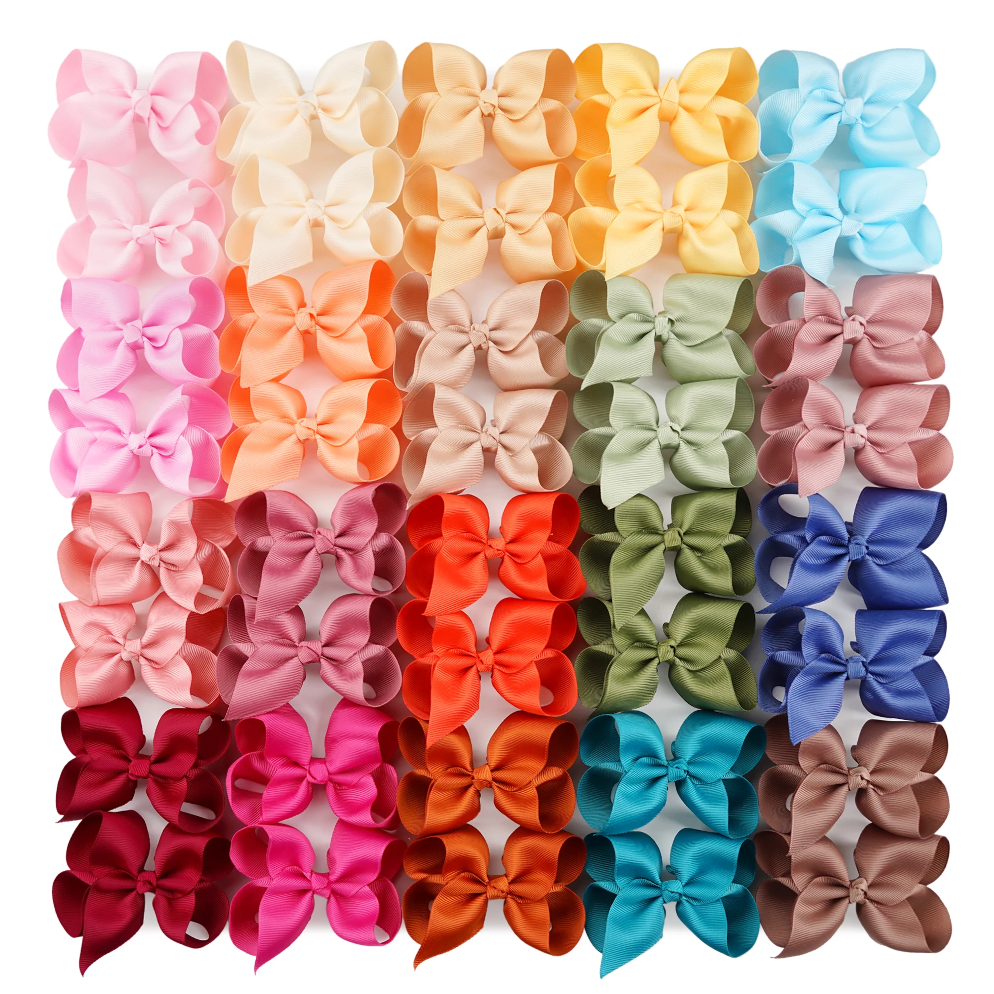 40/50/60pcs In Pairs 4.5 Inch Kid Girls Large Ribbon Hair Bows Clips Accessories for Toddlers Kids Girls hair Accessories