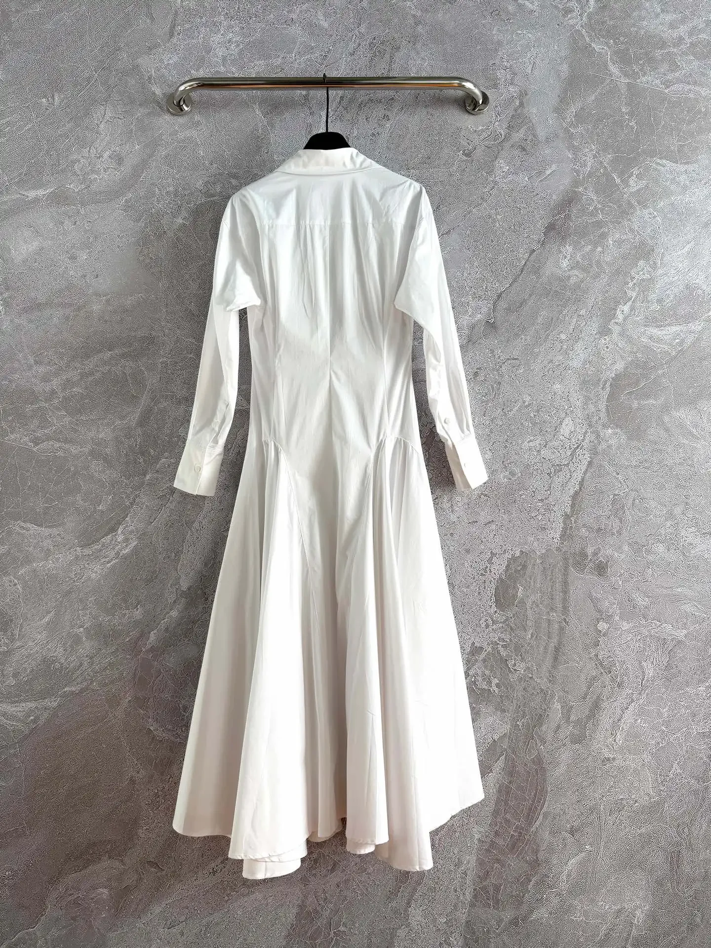 Frauen Schwarz oder Weiß Hemd Kleid Umlegekragen Langarm Einreiher Casual Weibliche 100% Baumwolle Robe