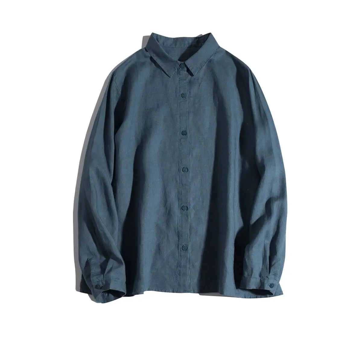 Lâche coton lin Long Sve irt col carré artistique basique Sle trajet femmes haut printemps automne nouveauté