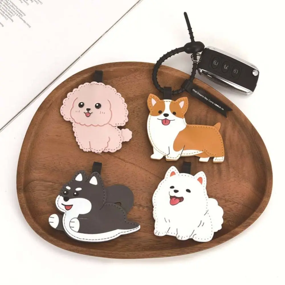 Funny Pinch Called Bibi Puppy Puppy Pendant PU Leather Cute Puppy Keychain Corgi Sound School Bag Charm Adults Children
